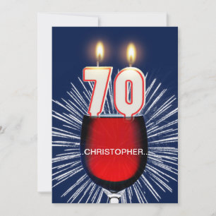 Add a name, 70th Birthday party Invitation, wine Invitation
