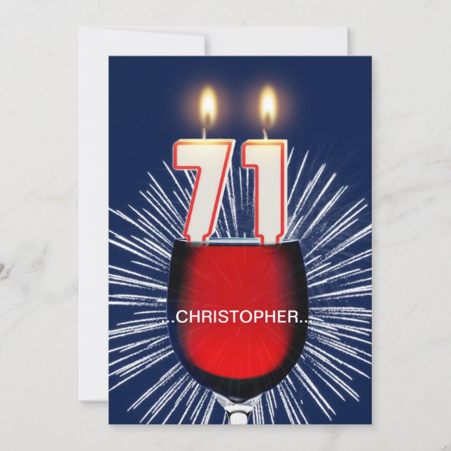 Add a name, 71st Birthday party Invitation, wine Invitation (Front)