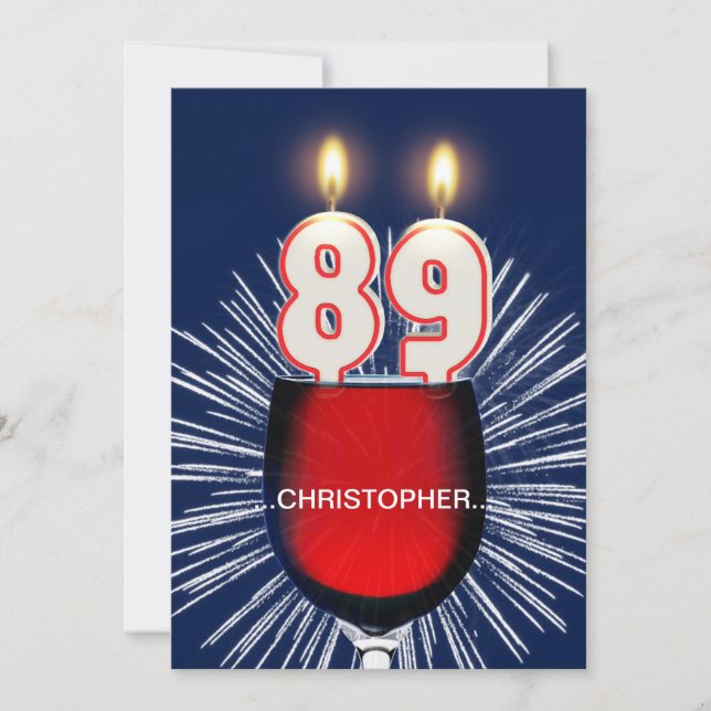 Add a name, 89th Birthday party Invitation, wine Invitation (Front)