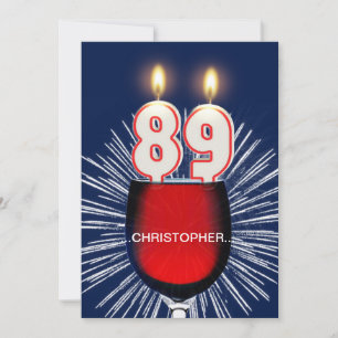 Add a name, 89th Birthday party Invitation, wine Invitation