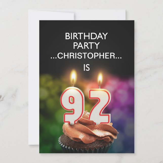 Add a name, 92nd Birthday party Invitation (Front)
