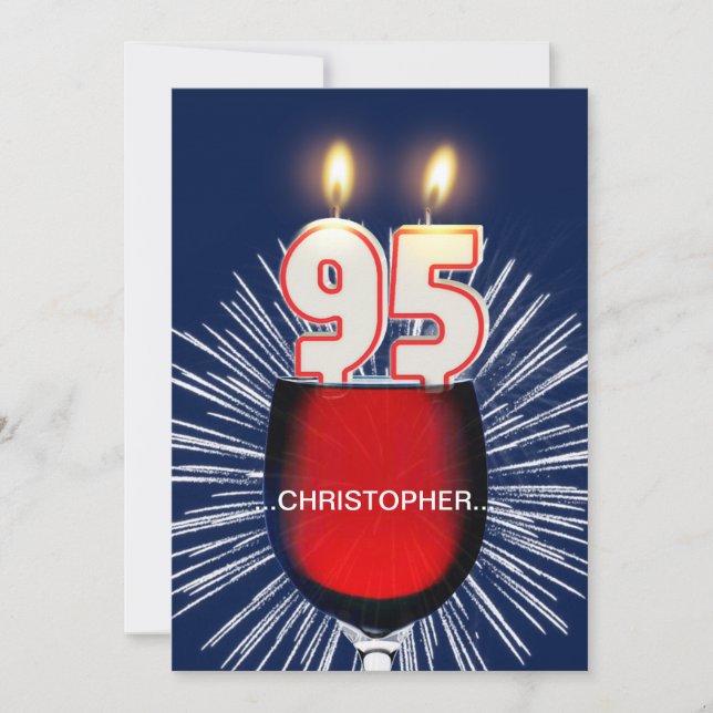 Add a name, 95th Birthday party Invitation, wine Invitation (Front)