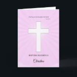 Add a name Baptism,Glowing Cross Card<br><div class="desc">Add a name to customise. A lovely Baptism congratulations card for you to perneighboralize. Send your love and best wishes on the day of your neighbour's baptism with a lovely pink card and a glowing cross.</div>
