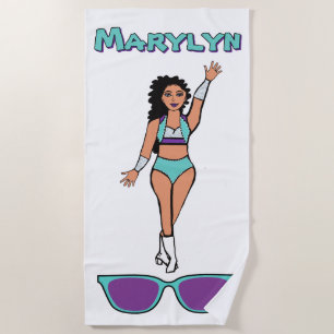 Add A Name Beach Towel Aqua Purple