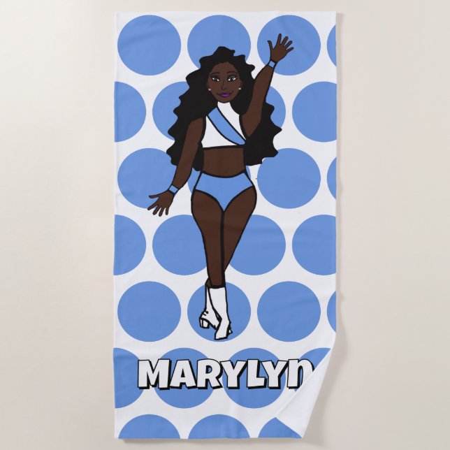 Add A Name  Beach Towel Baby Blue /White (Front)