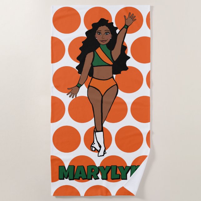 Add A Name  Beach Towel Green /Orange (Front)