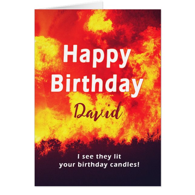 Add A Name Birthday Forest Fire Candle Humour  (Front)