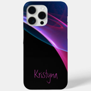 Add A Name Black Wispy Magent Blue Abstract iPhone 15 Pro Max Case