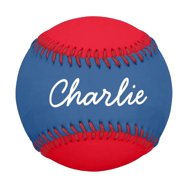Add a Name Custom Red and Blue Baseball (Front)
