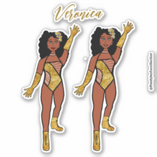 Add a Name Dancer Sticker Gold & Diamonds A