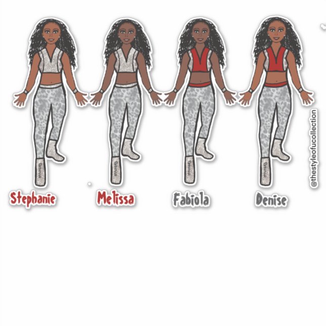 Add a Name Dancer Sticker Red & Silver Animal (Front)