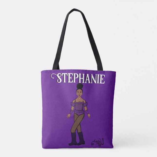 Add a Name Dancer Two Colour Purple Stones Tote Bag (Back)