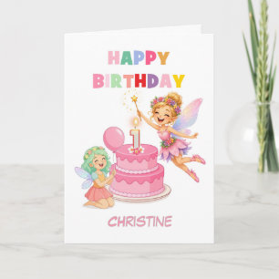 Add A Name First Birthday Fairies Card
