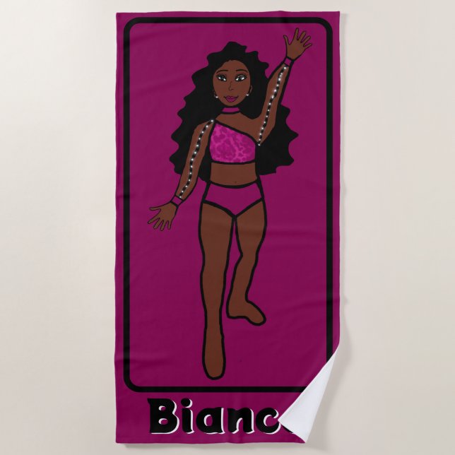 Add A Name Majorette/Dancer Beach Towel (Fuschia) (Front)