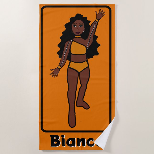 Add A Name Majorette/Dancer Beach Towel (Gold) 2 (Front)