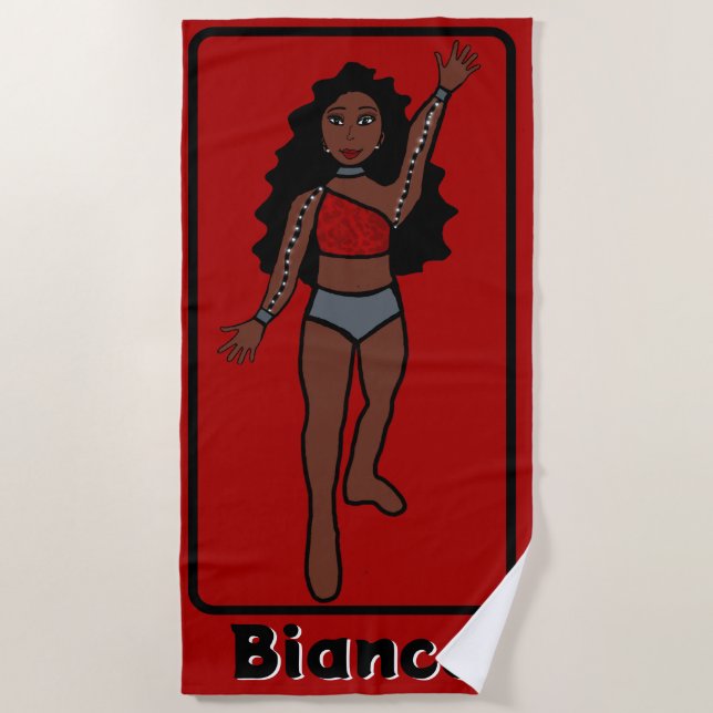 Add A Name Majorette/Dancer Beach Towel (Red) (Front)