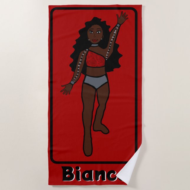 Add A Name Majorette/Dancer Beach Towel (Red) 2 (Front)