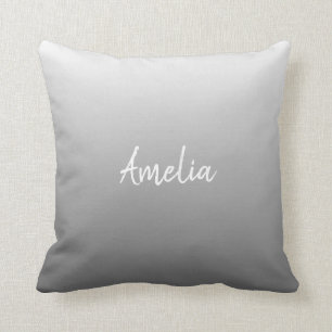 Add a name Ombre gradient grey Cushion