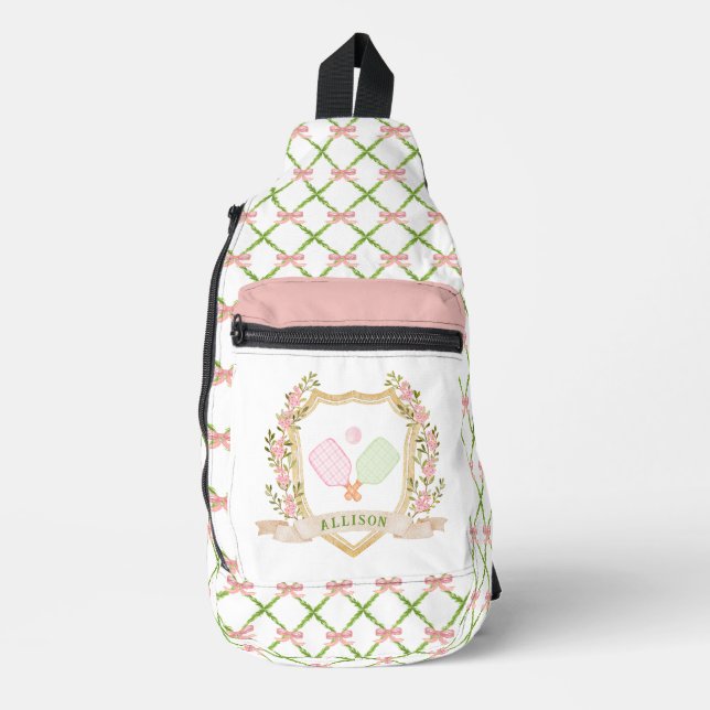  Add-a-Name Preppy Pink Pickle Ball Personalised Sling Bag (Front)