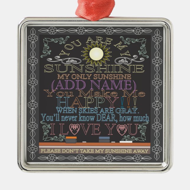 Add a Name Sunshine Chalkboard Metal Tree Decoration (Front)