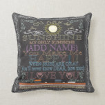 Add a Name Sunshine Vintage Chalkboard Cushion<br><div class="desc">Add a name to this charming vintage looking artwork with the words you are my sunshine. A perfect gift for boyfriends,  girlfriends,  wives,  husbands,  newlyweds,  for a child,  parents,  a best friend and anyone else you care about.</div>