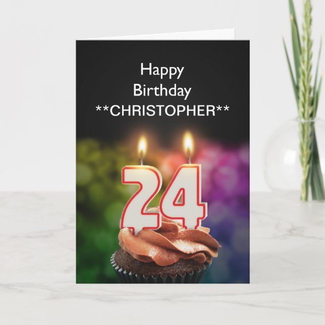 Add a name to this 24th birthday card candles (Front)