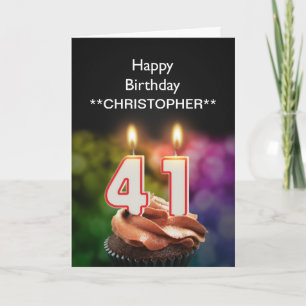 Add a name to this 41st birthday card candles