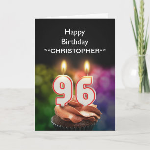 Add a name to this 96th birthday card candles