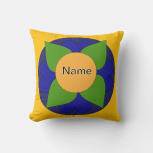 Add A Name To Yellow Floral Bloom Cushion