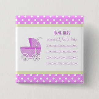 Add A Note Pink Baby Carriage Button