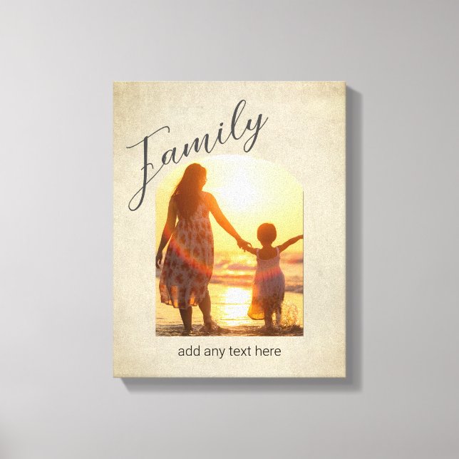 add a photo and text for a family portrait  canvas print (Front)
