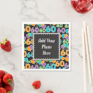 Add a Photo Colourful 60th Birthday Paper Napkins