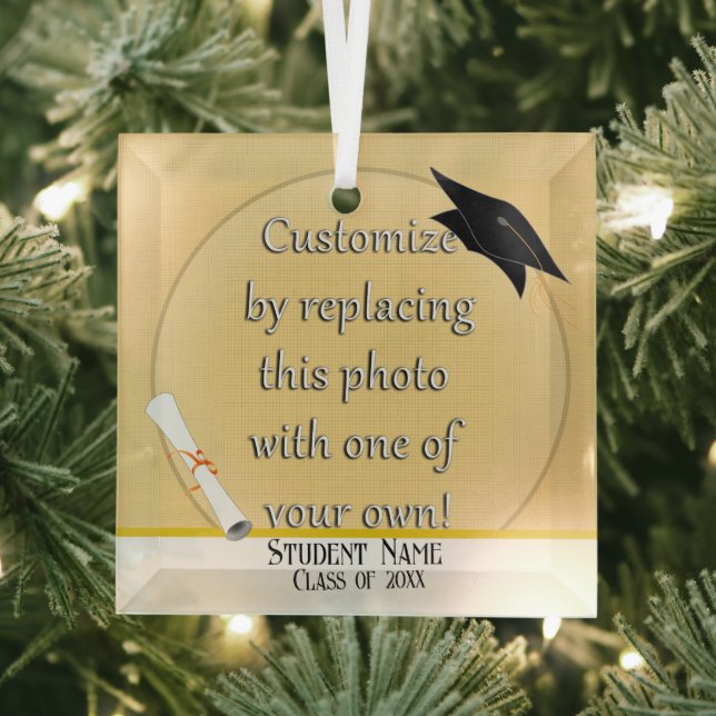 Add a Photo Graduation Glass Tree Decoration (Insitu)