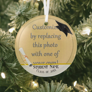 Add a Photo Graduation Glass Tree Decoration