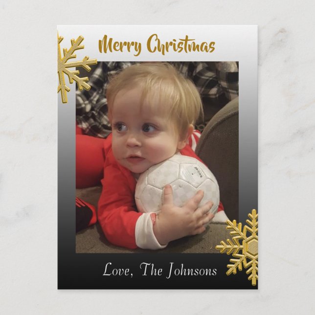 Add a Photo to this Black Snowflake Christmas Card (Front)