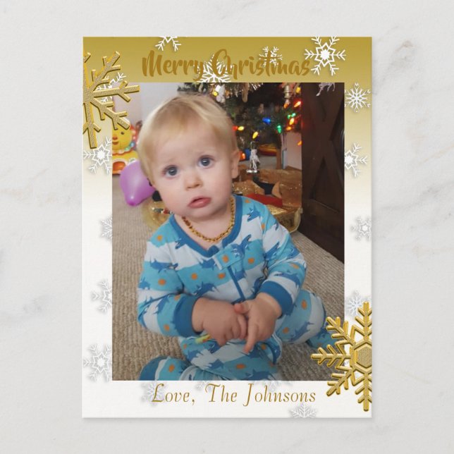 Add a Photo to this Gold Christmas Card (Front)
