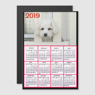 Add a Photo to this Red 2019 Calendar Magnetic Invitation