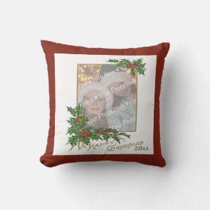 Add-A-Photo Vintage Happy Christmas Holiday Card Cushion