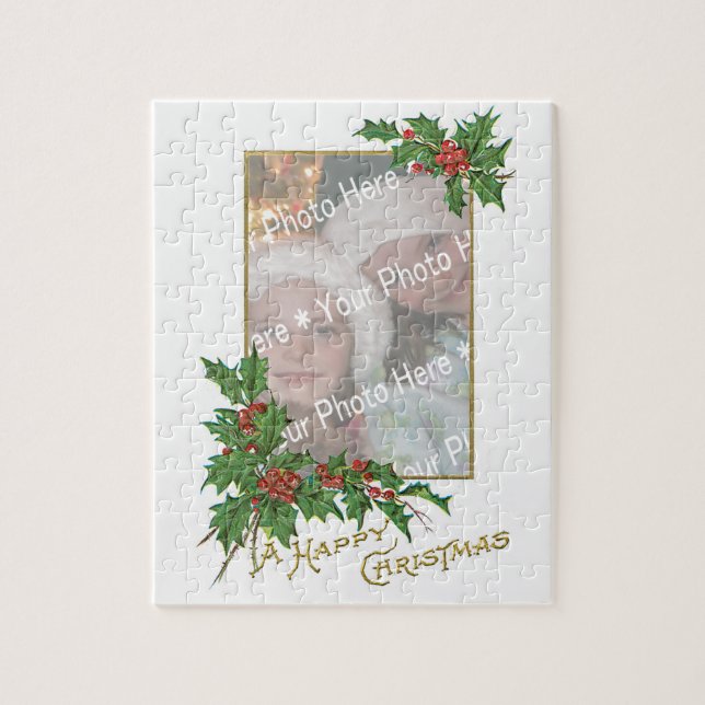 Add-A-Photo Vintage Happy Christmas Jigsaw Puzzle (Vertical)