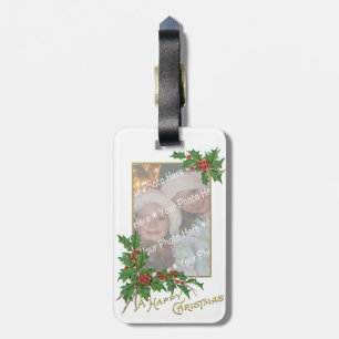 Add-A-Photo Vintage Happy Christmas Luggage Tag
