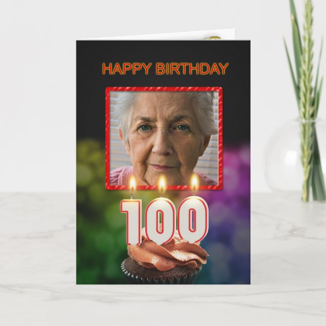 Add a picture, 100th Birthday card with Candles (Front)