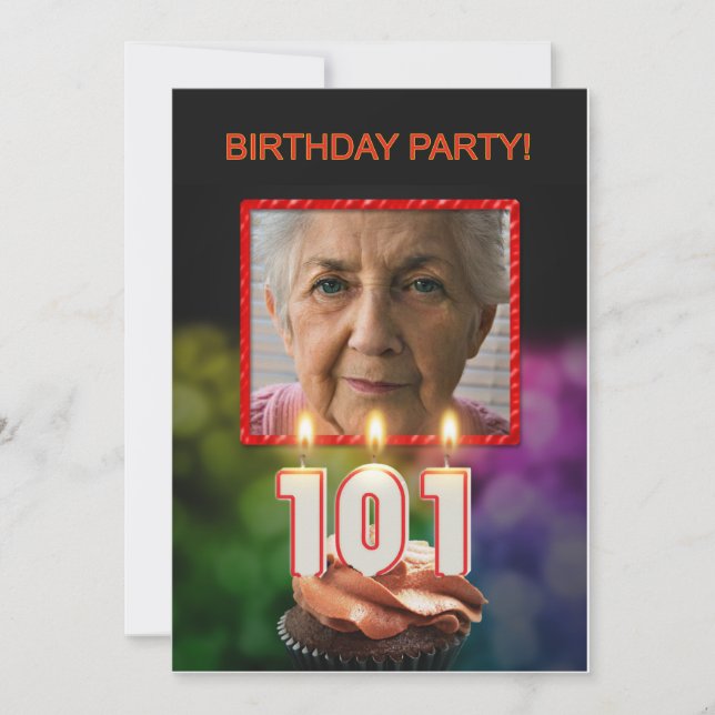 Add a picture, 101st Birthday party Invitation (Front)