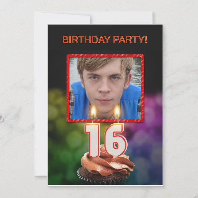 Add a picture, 16th Birthday party Invitation (Front)