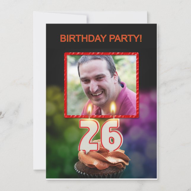 Add a picture, 26th Birthday party Invitation (Front)