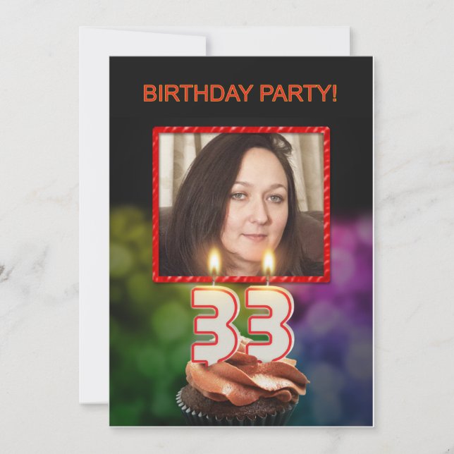 Add a picture, 33rd Birthday party Invitation (Front)