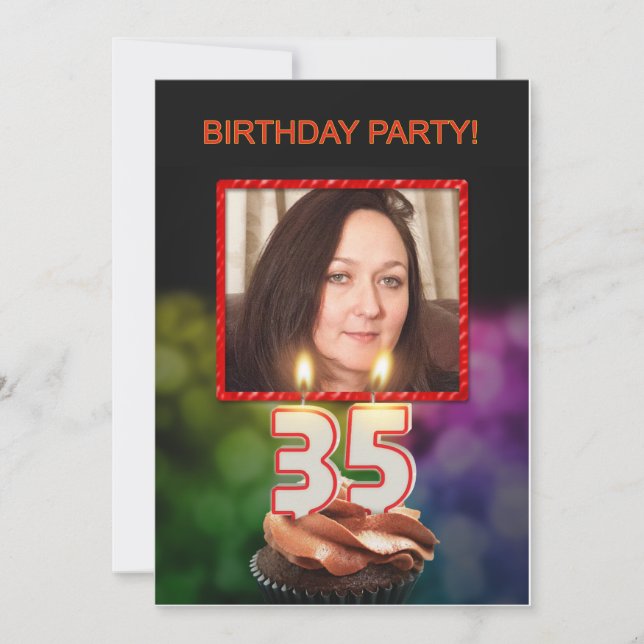 Add a picture, 35th Birthday party Invitation (Front)