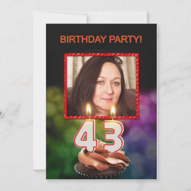 Add a picture, 43rd Birthday party Invitation (Front)