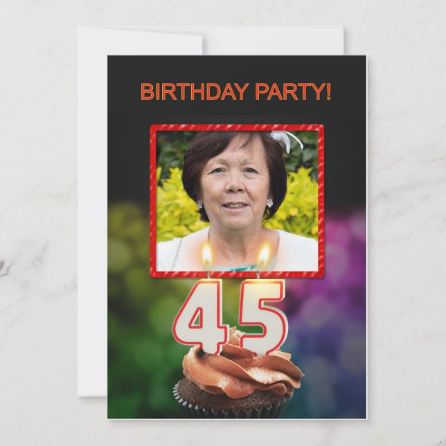 Add a picture, 45th Birthday party Invitation (Front)