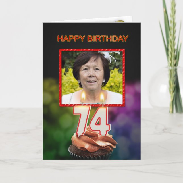 Add a picture, 74th Birthday card with Candles (Front)