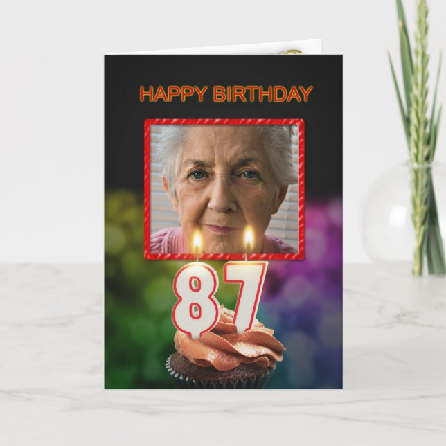 Add a picture, 87th Birthday card with Candles (Front)